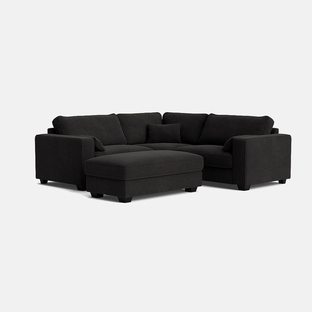 Bloomsbury Luxe Chenille Large Double Corner & Footstool Set - Roof Top