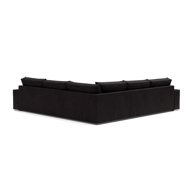 Broadgate Textured Velvet Double Corner & Footstool Set - Iron Mountain V2 - Image 3