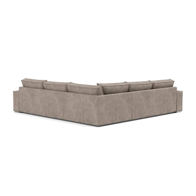 Broadgate Textured Velvet Double Corner & Footstool Set - Tender Taupe V2 - Image 3