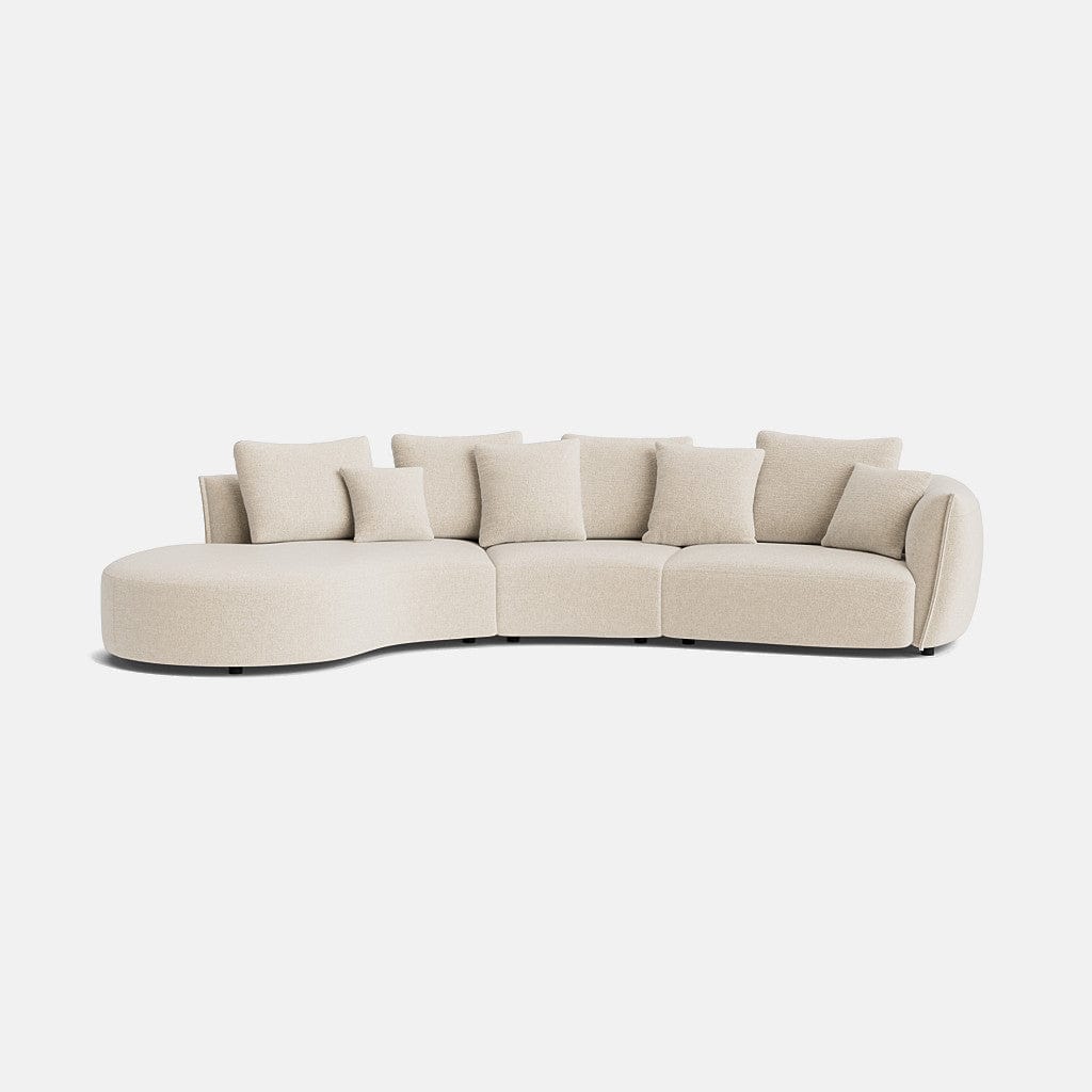 Carmen Soft Woven Texture Left Large Corner Sofa - Parchment Beige
