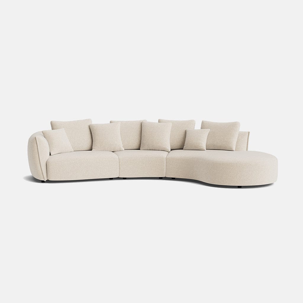 Carmen Soft Woven Texture Right Large Corner Sofa - Parchment Beige