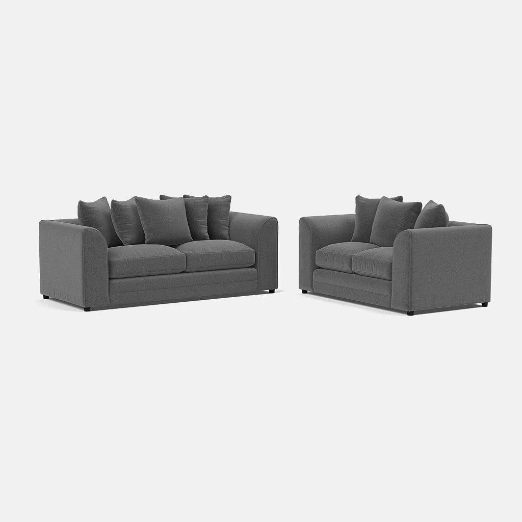 Chelsea Relaxed Linen 3 Seater & 2 Seater Set - Charcoal Mist