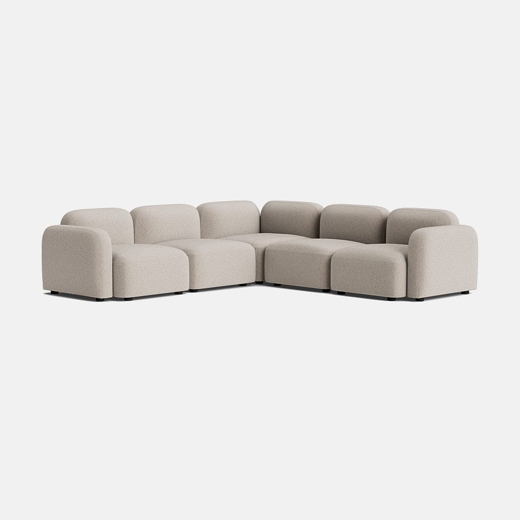 Copenhagen Soft Woven Texture Double Corner Sofa - Balanced Greige