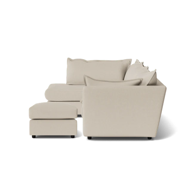 Dorchester Soft Woven Texture Left Corner & Footstool Set - Meringue - Image 2