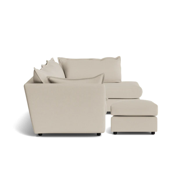 Dorchester Soft Woven Texture Right Corner & Footstool Set - Meringue - Image 2
