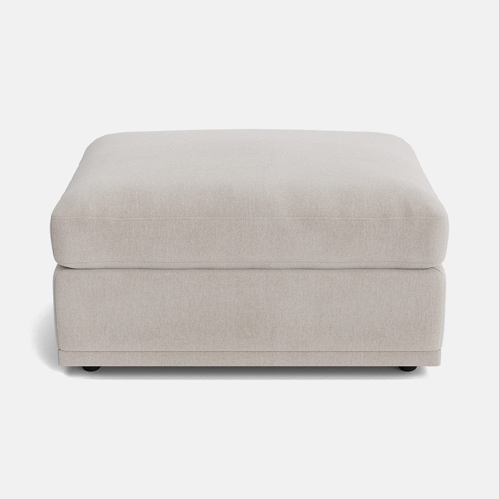 Edgware Luxe Chenille Small Footstool - Pale Linen - OUTLET