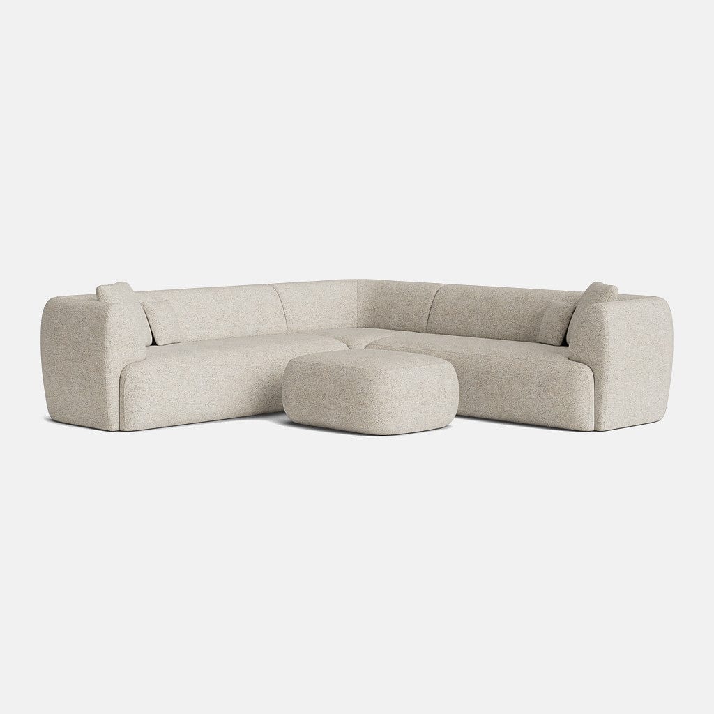 Hoxton Textured Boucle Double Corner & Footstool Set - Dusty Cream