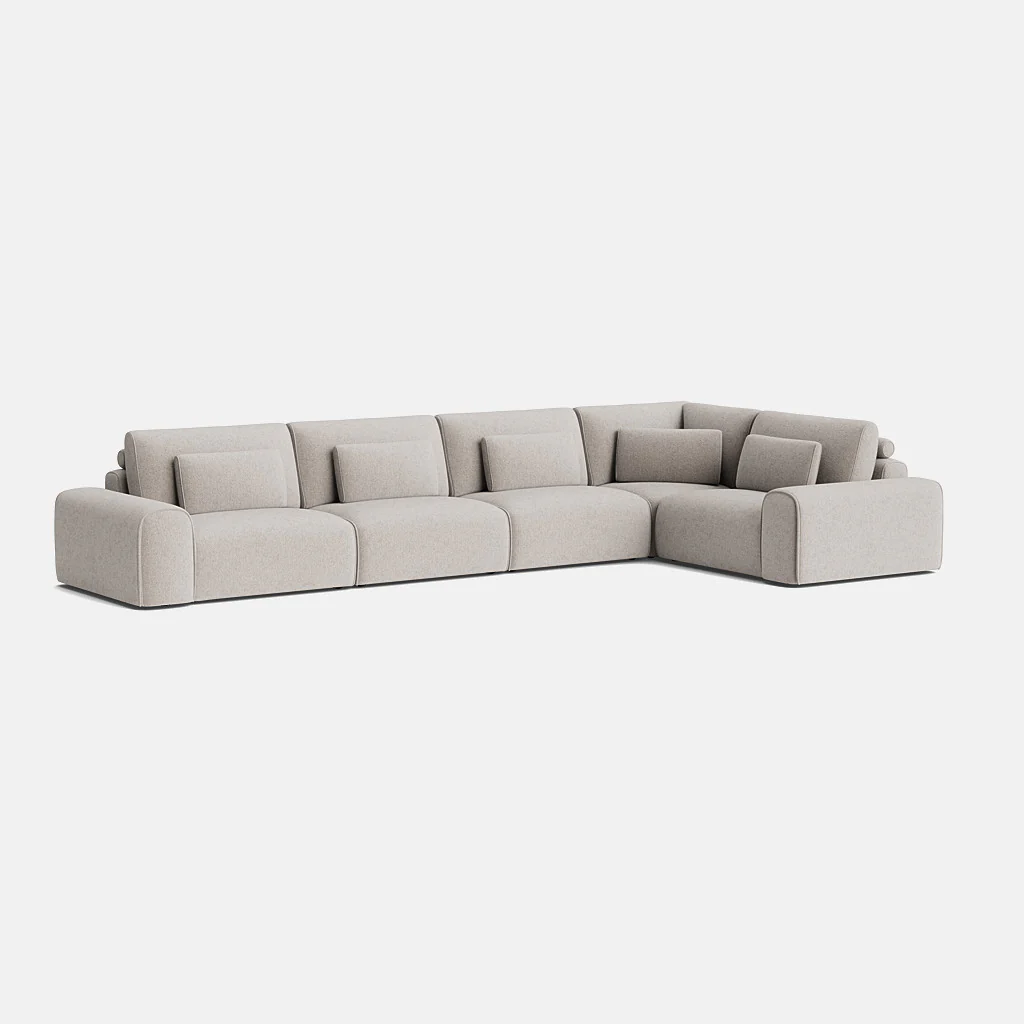 Kate Luxe Chenille Large Left/Right Corner Closed End - Neutral Linen