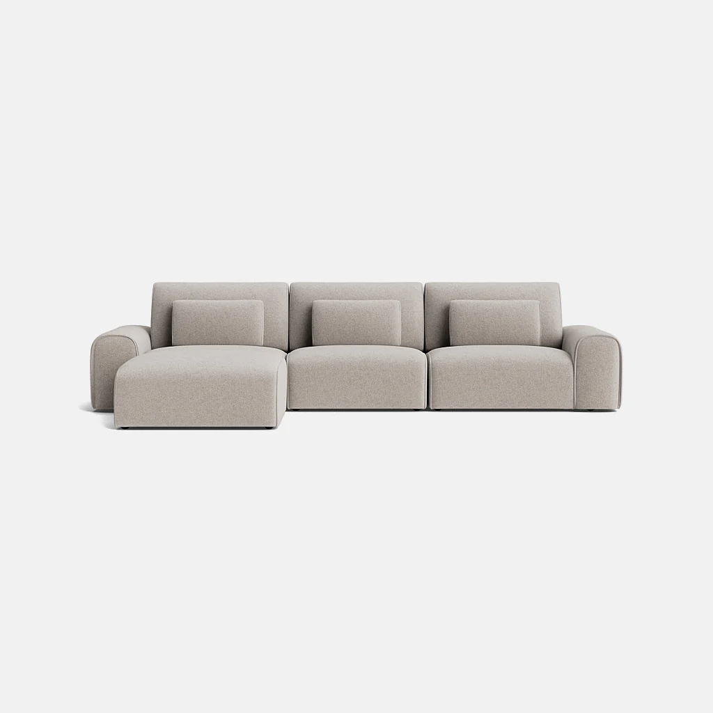 Kate Luxe Chenille Left/Right Corner Footstool End - Neutral Linen