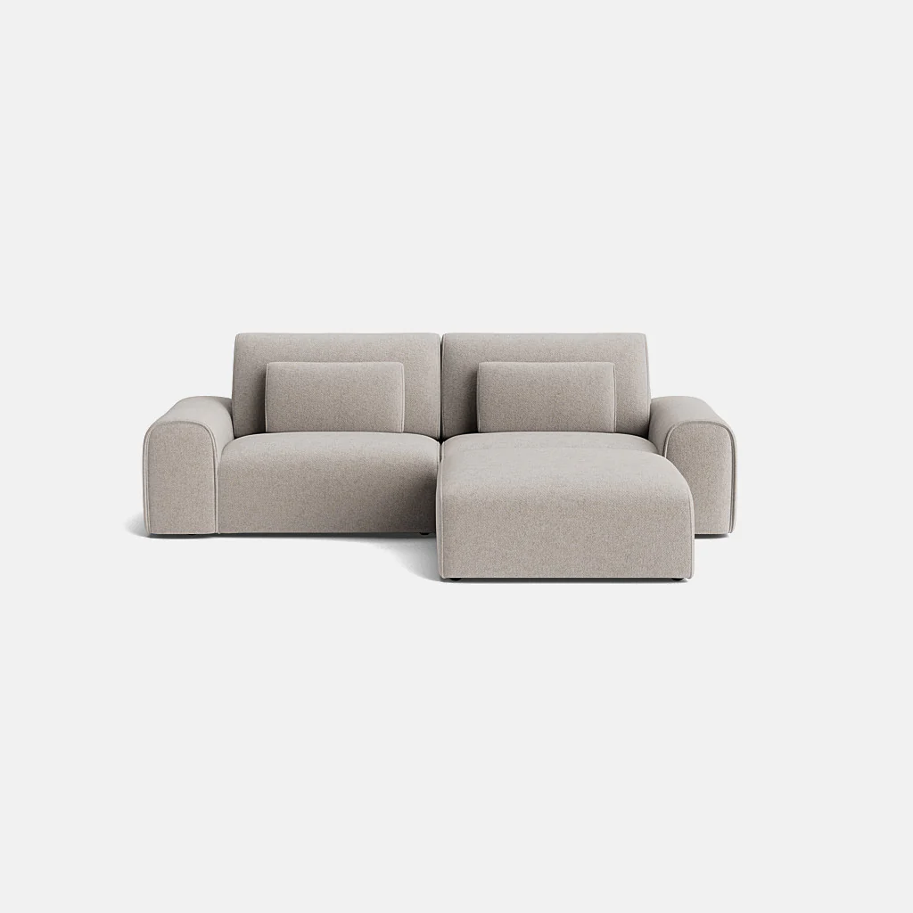 Kate Luxe Chenille Medium Left/Right Corner Footstool End - Neutral Linen