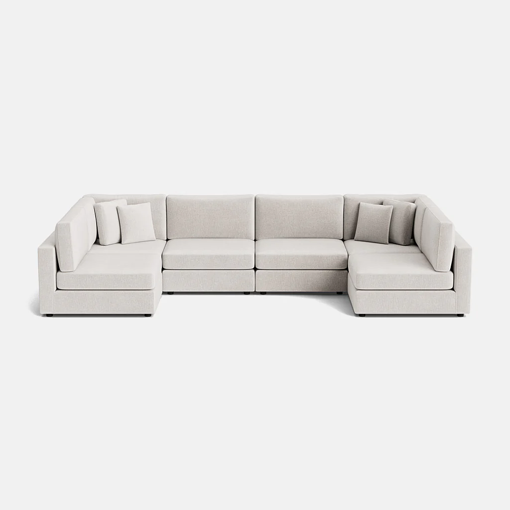 Lisbon Textured Chenille XL U Shape Open End Sofa - Hushed Linen