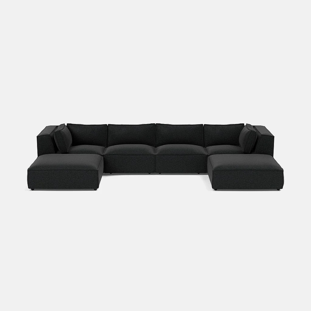 Marylebone Luxe Chenille XL U Shape Footstool End Sofa - Midnight Sky