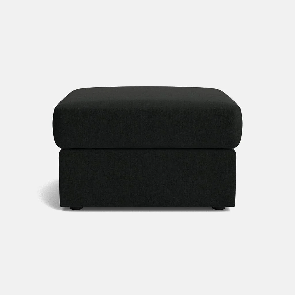 Oslo Luxe Chenille Footstool - Deep Charcoal - OUTLET